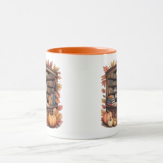 Cozy Fall Library Coffee Mug — Book Nook  マグカップ (中央)