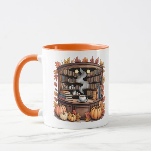 Cozy Fall Library Coffee Mug — Book Nook  マグカップ (左)