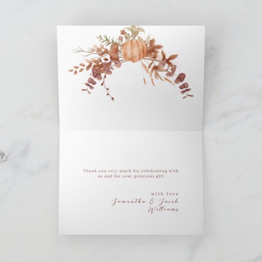 Cozy Fall Neutral Fox Pumpkin Gratitude Card サンキューカード (内部)