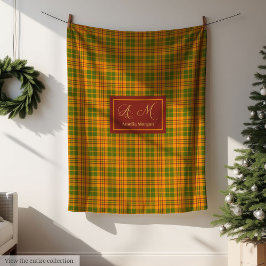 Cozy Fall Plaid Blanket Personalized Farmhouse フリースブランケット