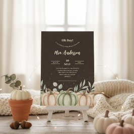 Cozy Fall Pumpkin Baby Shower Invitation 招待状