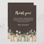 Cozy Fall Pumpkin Baby Shower Thank You Card サンキューカード (正面/裏面)