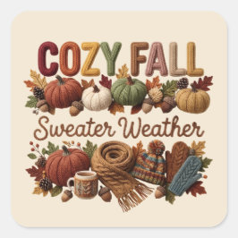 「Cozy Fall Sweater Weather」-ヤーンアート スクエアシール