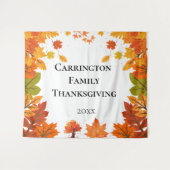 Cozy Fall Thanksgiving Dinner Party タペストリー (正面(横))