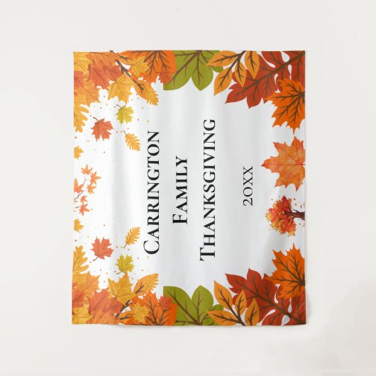 Cozy Fall Thanksgiving Dinner Party タペストリー (正面)