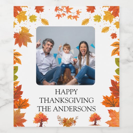 Cozy Fall Thanksgiving Dinner Party ワインラベル (シングルラベル)