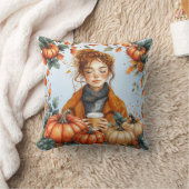 Cozy, Fall Themed Throw Pillow クッション (ブランケット)