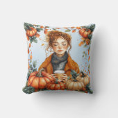 Cozy, Fall Themed Throw Pillow クッション (正面)