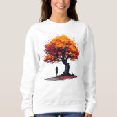 Cozy Fall Tree 長袖シャツ • 秋の伴侶 スウェットシャツ (正面)