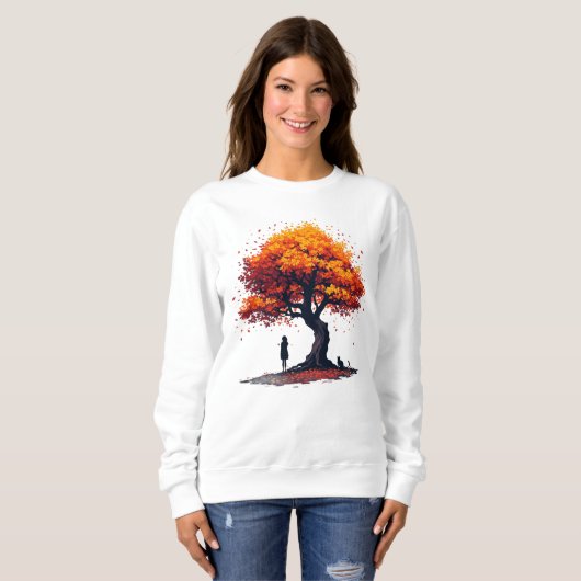 Cozy Fall Tree 長袖シャツ • 秋の伴侶 スウェットシャツ (正面フル)
