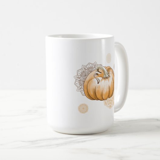 Cozy Fall Vibes in Every Sip - Boho Pumpkin Mug コーヒーマグカップ (正面右)