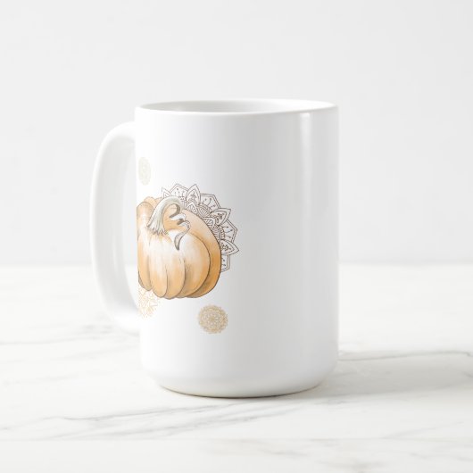 Cozy Fall Vibes in Every Sip - Boho Pumpkin Mug コーヒーマグカップ (正面左)