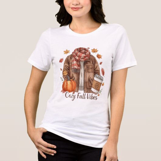 Cozy Fall Vibes T-Shirt – Autumn Outfit Aesthetic トライブレンドＴシャツ (正面)
