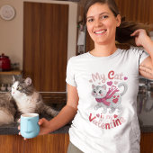 Cozy Faux Yarn My Cat Is My Valentine Design Tシャツ