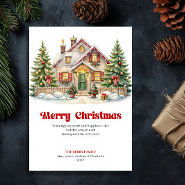 Cozy festive home classic Christmas scene greeting シーズンカード