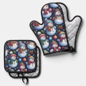 Cozy Festive Snowman 鍋つかみ&鍋敷きセット (正面/裏面)