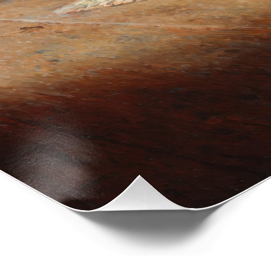 Cozy Fireplace Cat Library Scene ポスター (コーナー)