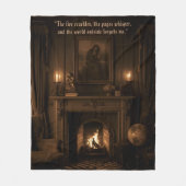 Cozy Fleece Blanket Dark Academia Gift for Reader フリースブランケット (正面)