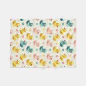 Cozy Fleece Pastel Watercolor Duck Pattern Blanket フリースブランケット (正面(横))