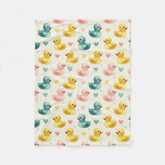 Cozy Fleece Pastel Watercolor Duck Pattern Blanket フリースブランケット (正面)