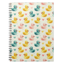 Cozy Fleece Pastel Watercolor Duck Pattern Noteboo