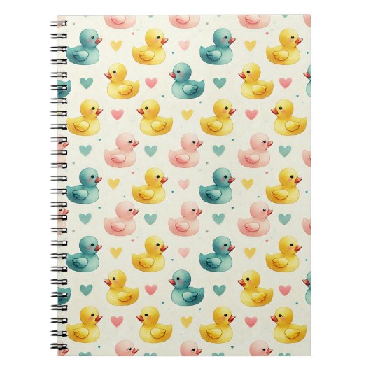 Cozy Fleece Pastel Watercolor Duck Pattern Noteboo ノートブック (正面)