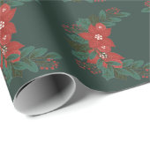 Cozy Floral Christmas Wrapping Paper ラッピングペーパー (ロールコーナー)