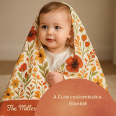 cozy floral harvest home & family name script フリースブランケット
