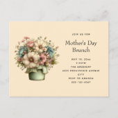 Cozy Flowers in a Planter Pot Cute Mother's Day インビテーションポストカード (正面)