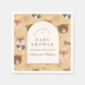 Cozy Forest Animals Baby Shower スタンダードカクテルナプキン (正面)