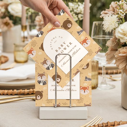 Cozy Forest Animals Baby Shower スタンダードカクテルナプキン