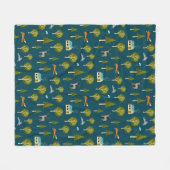 Cozy Forest Cabin and Animals Fleece Blanket フリースブランケット (正面(横))