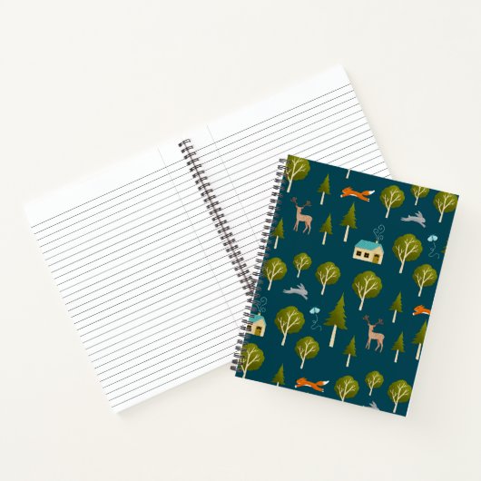 Cozy Forest Cabin and Animals Notebook ノートブック (内部)