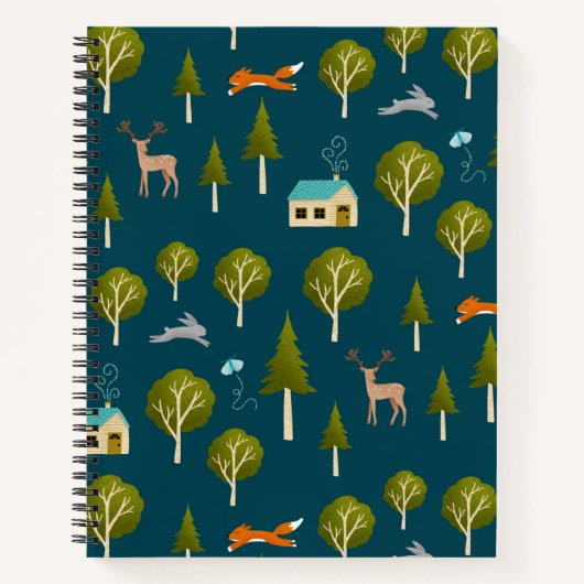 Cozy Forest Cabin and Animals Notebook ノートブック (正面)