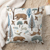 Cozy Forest Wildlife Illustration クッション (ブランケット)