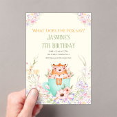 Cozy Fox Flower Forest Magical Birthday Invitation アクリル招待状 (インサイチュ (ポータブル))