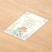Cozy Fox Flower Forest Magical Birthday Invitation アクリル招待状 (レイダウン)