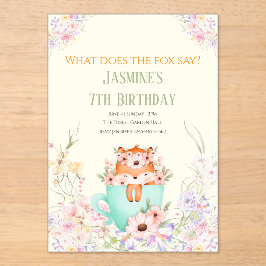 Cozy Fox Flower Forest Magical Birthday Invitation アクリル招待状