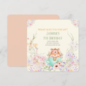 Cozy Fox Flower Forest Magical Birthday Invitation 招待状 (正面/裏面)