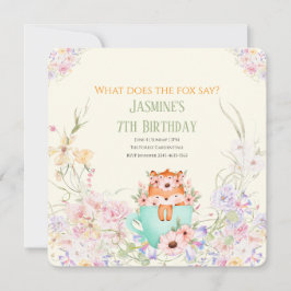 Cozy Fox Flower Forest Magical Birthday Invitation 招待状