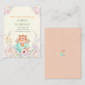 Cozy Fox Forest Magical Floral Birthday Invitation エンクロージャーカード (正面/裏面)