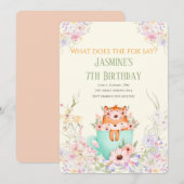 Cozy Fox Forest Magical Floral Birthday Invitation セーブザデート (正面/裏面)