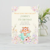 Cozy Fox Forest Magical Floral Birthday Invitation セーブザデート (スタンド正面)