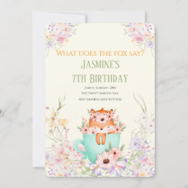 Cozy Fox Forest Magical Floral Birthday Invitation セーブザデート