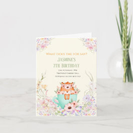 Cozy Fox Forest Magical Floral Birthday Invitation 招待状