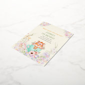 Cozy Fox Forest Magical Floral Birthday Invitation 箔招待状ポストカード (回転した状態)