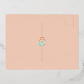 Cozy Fox Forest Magical Floral Birthday Invitation 箔招待状ポストカード (裏面)