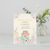 Cozy Fox Forest Magical Floral Birthday Invitation 箔招待状ポストカード (立ち正面)