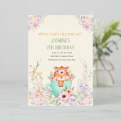 Cozy Fox Forest Magical Floral Birthday Real Foil 箔招待状 (立ち正面)