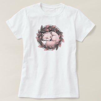 Cozy Fox in Autumn Leaves | WHITE ONLY Tシャツ